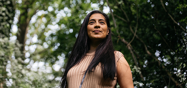 woman spending time outdoors for self-care