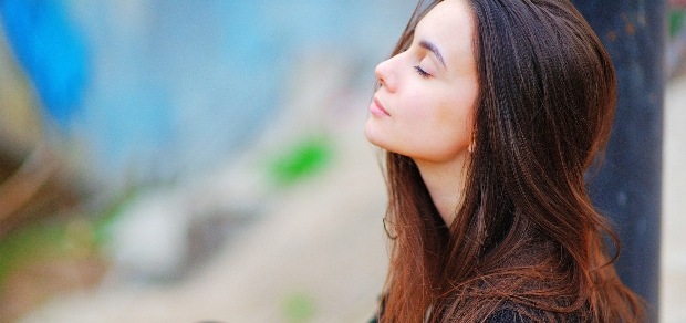 woman with her eyes closed