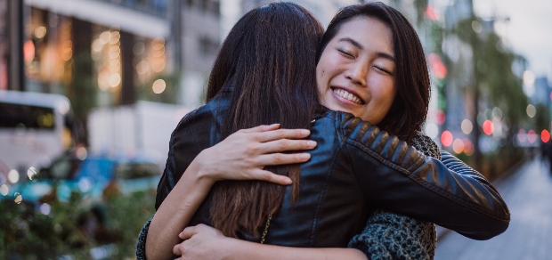 two women hugging