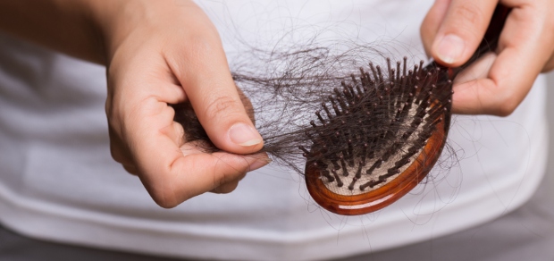 hairs being pulled from a hairbrush