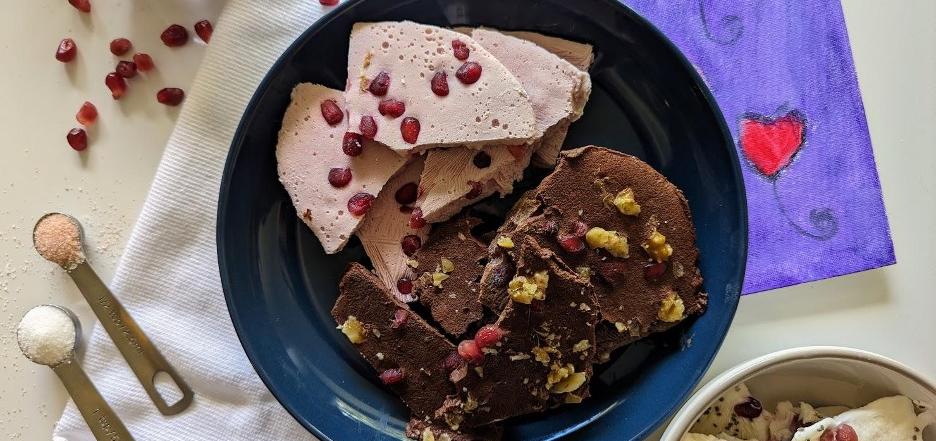 assorted yogurt bark on a plate