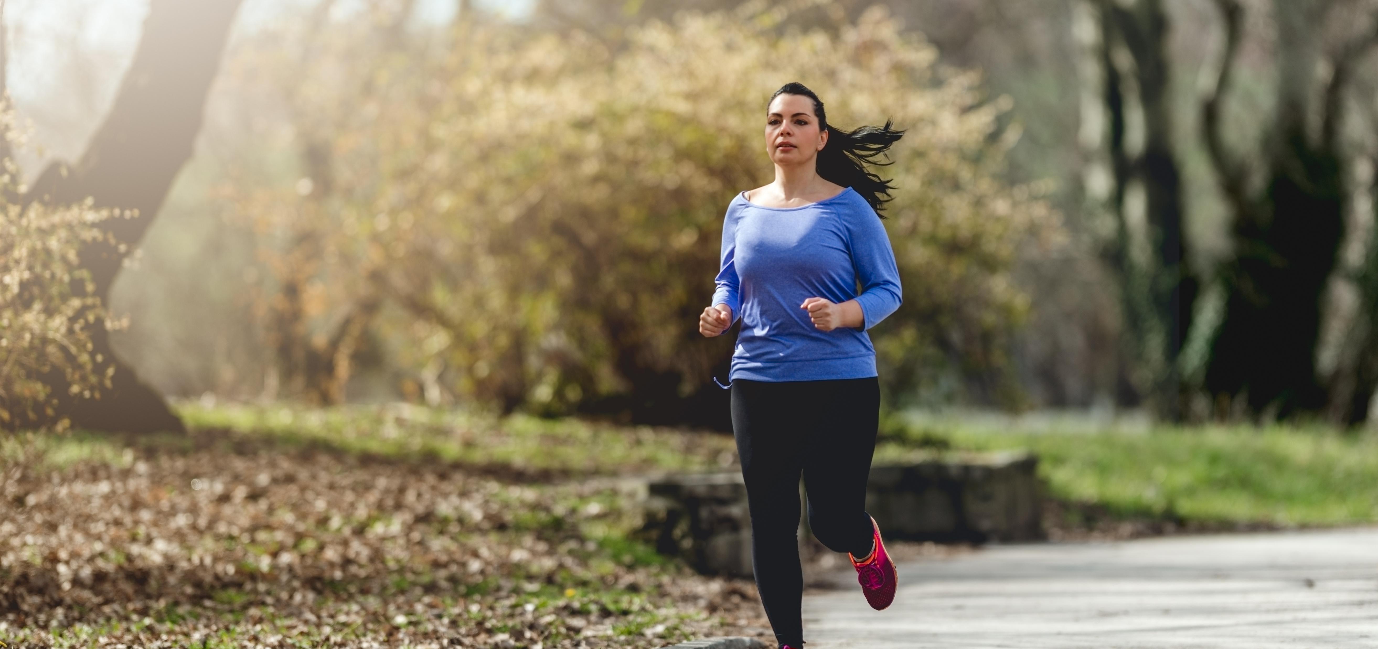 woman running.
