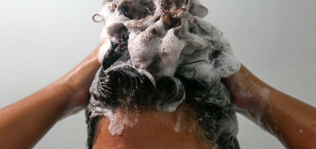 woman washing her hair